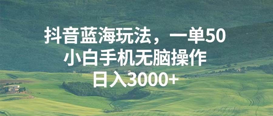 （13353期）抖音蓝海玩法，一单50，小白手机无脑操作，日入3000+聚合资源站-专注分享软件资料 全网资源  软件工具脚本 网络创业落地实操课程 – 全网首发_高质量项目输出聚合资源站