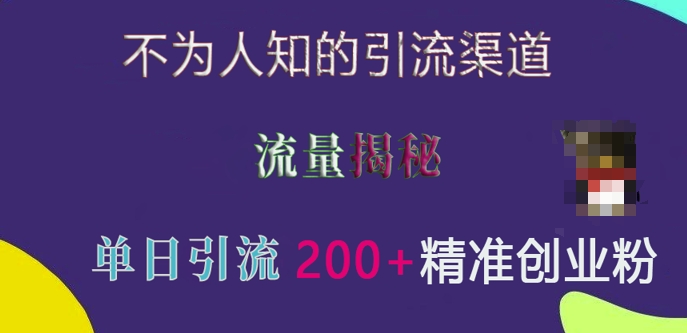 不为人知的引流渠道，流量揭秘，实测单日引流200+精准创业粉【揭秘】聚合资源站-专注分享软件资料 全网资源  软件工具脚本 网络创业落地实操课程 – 全网首发_高质量项目输出聚合资源站