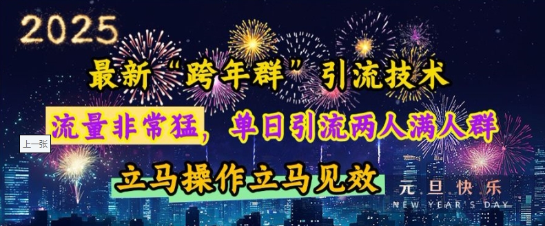 最新“跨年群”引流，流量非常猛，单日引流两人满人群，立马操作立马见效【揭秘】聚合资源站-专注分享软件资料 全网资源  软件工具脚本 网络创业落地实操课程 – 全网首发_高质量项目输出聚合资源站