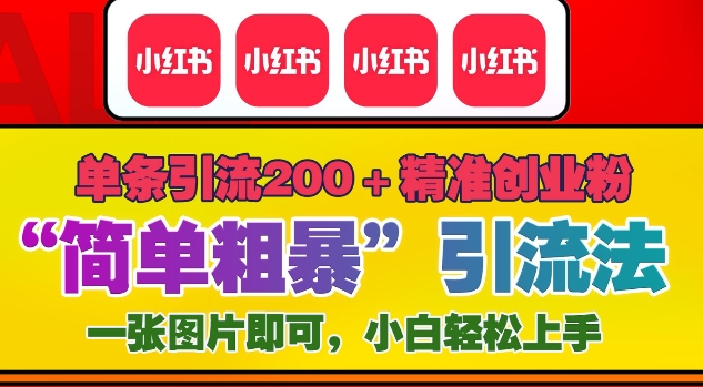 12月底小红书”简单粗暴“引流法，单条引流200+精准创业粉聚合资源站-专注分享软件资料 全网资源  软件工具脚本 网络创业落地实操课程 – 全网首发_高质量项目输出聚合资源站