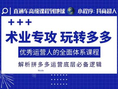 术业专攻玩转多多，优秀运营人的全面体系课程，解析拼多多运营底层必备逻辑聚合资源站-专注分享软件资料 全网资源  软件工具脚本 网络创业落地实操课程 – 全网首发_高质量项目输出聚合资源站