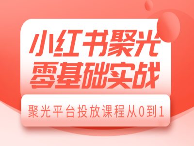 小红书聚光零基础实战，聚光平台投放课程从0到1聚合资源站-专注分享软件资料 全网资源  软件工具脚本 网络创业落地实操课程 – 全网首发_高质量项目输出聚合资源站