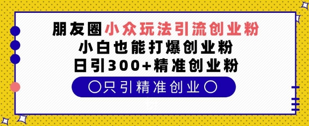 朋友圈小众玩法引流创业粉，小白也能打爆创业粉，日引300+精准创业粉【揭秘】聚合资源站-专注分享软件资料 全网资源  软件工具脚本 网络创业落地实操课程 – 全网首发_高质量项目输出聚合资源站