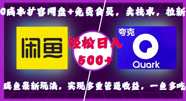 0成本扩容网盘+免费会员，卖技术，拉新，咸鱼最新玩法，实现多重管道收益，一鱼多吃，轻松日入500+聚合资源站-专注分享软件资料 全网资源  软件工具脚本 网络创业落地实操课程 – 全网首发_高质量项目输出聚合资源站